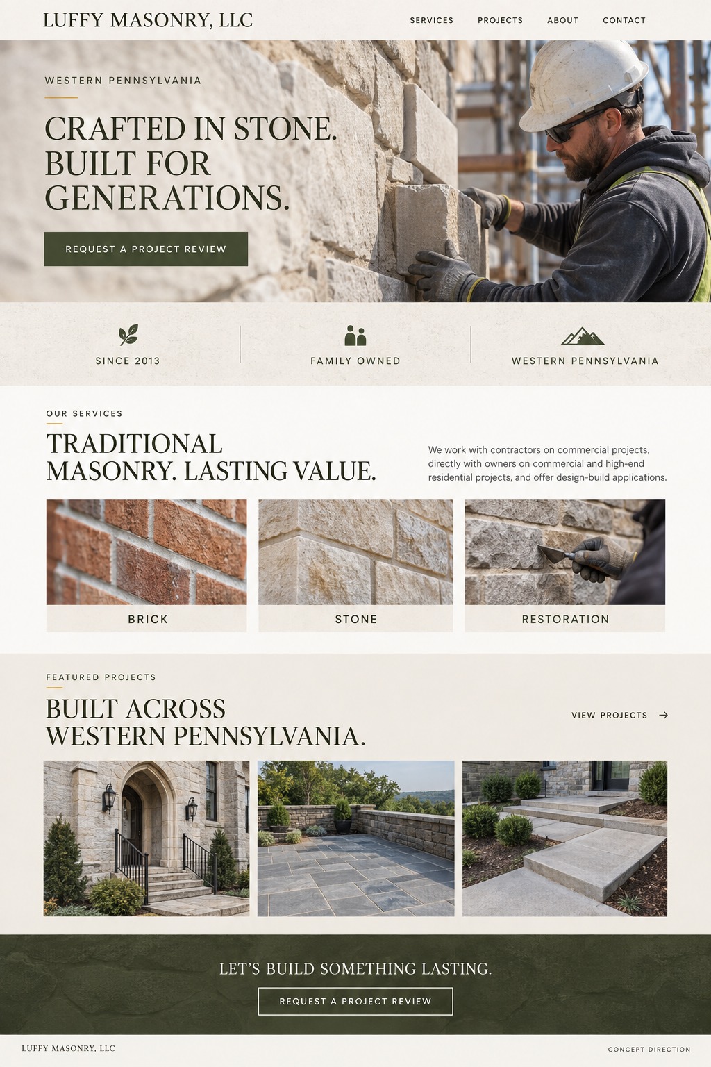 Luffy Masonry Basic B - Stone & Hearth homepage design concept